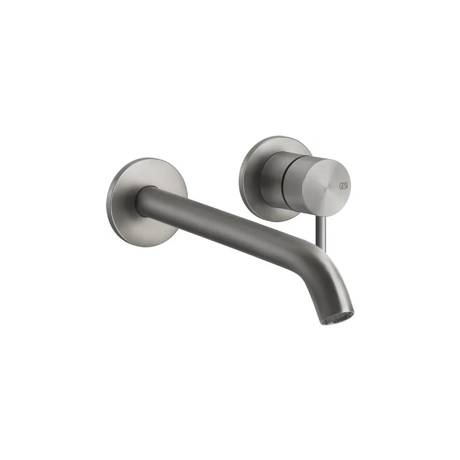 Gessi 316 Flessa bateria podtynkowa umywalkowa ścienna długa wylewka bez odpływu Steel Brushed