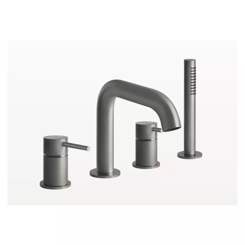 Gessi 316 Bath-Shower Bateria wannowa 4-otw 1,50 m wężem oraz słuchawką anticalc Steel Brushed