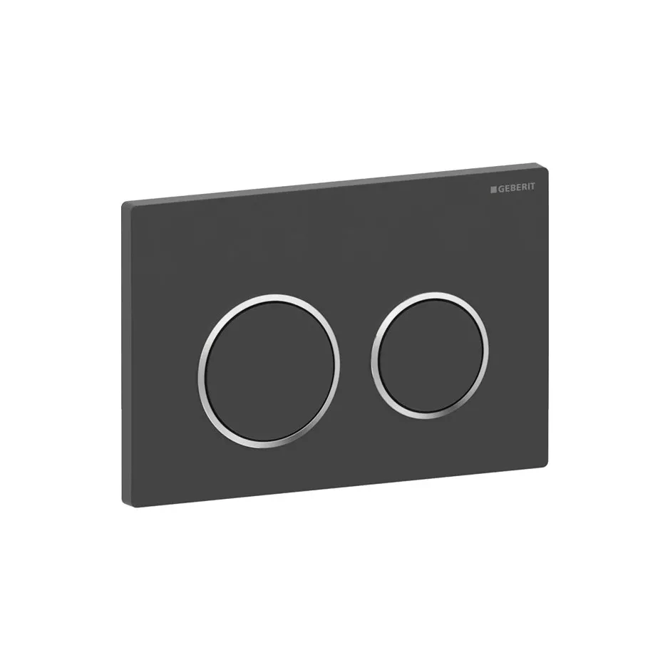 Geberit Omega20 Przycisk uruchamiający, przedni/górny, czarny mat-chrom-czarny mat, easy-to-clean