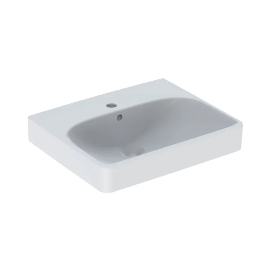 Geberit Smyle Square Umywalka kompaktowa, B50cm, H16cm, T41cm, z przelewem, z otworem na baterię, KeraTect