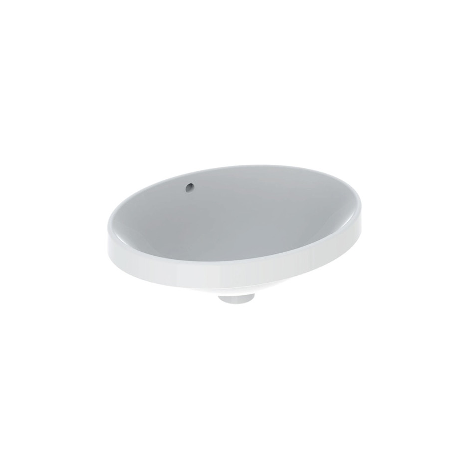 Geberit Variform Umywalka wpuszczana w blat, owalna, B50cm, H17.8cm, T40cm, z przelewem, bez otworu na baterię, szkliwiony spód