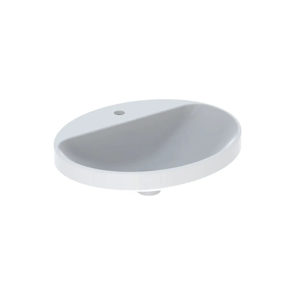 Geberit Variform Umywalka wpuszczana w blat, owalna, B55cm, H17.8cm, T45cm, bez przelewu, z otworem na baterię, szkliwiony spód