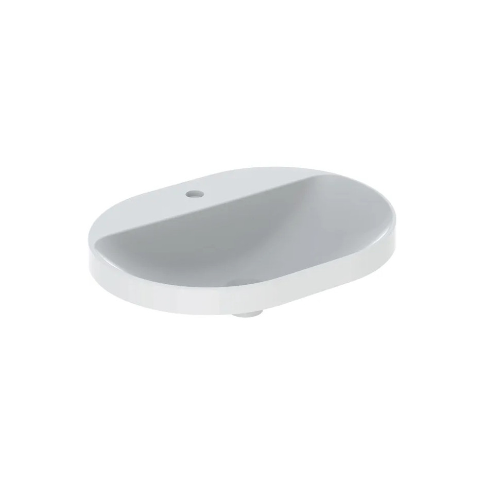 Geberit Variform Umywalka wpuszczana w blat, eliptyczna, B60cm, H17.8cm, T45cm, bez przelewu, z otworem na baterię, szkliwiony spód
