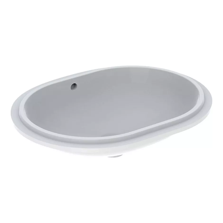 Geberit Variform Umywalka podblatowa, eliptyczna, B62.5cm, H18cm, T49cm, z przelewem, bez otworu na baterię, szkliwiony spód, KeraTect
