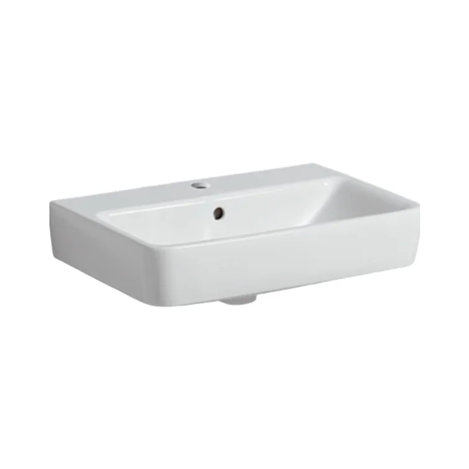 Geberit Selnova Compact Umywalka, B55cm, H17cm, T37cm, z przelewem, z otworem na baterię