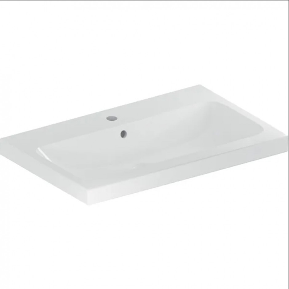 Geberit iCon Light Umywalka podwójna, B120cm, H15.5cm, T48cm, bez przelewu, z dwoma otworami na baterię, KeraTect