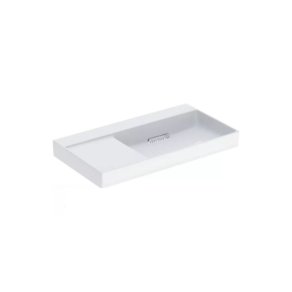 Geberit ONE Umywalka, odpływ poziomy, B90cm, T48cm, bez otworu, bez przelewu, z powierzchnią odkładczą po lewej stronie, KeraTect