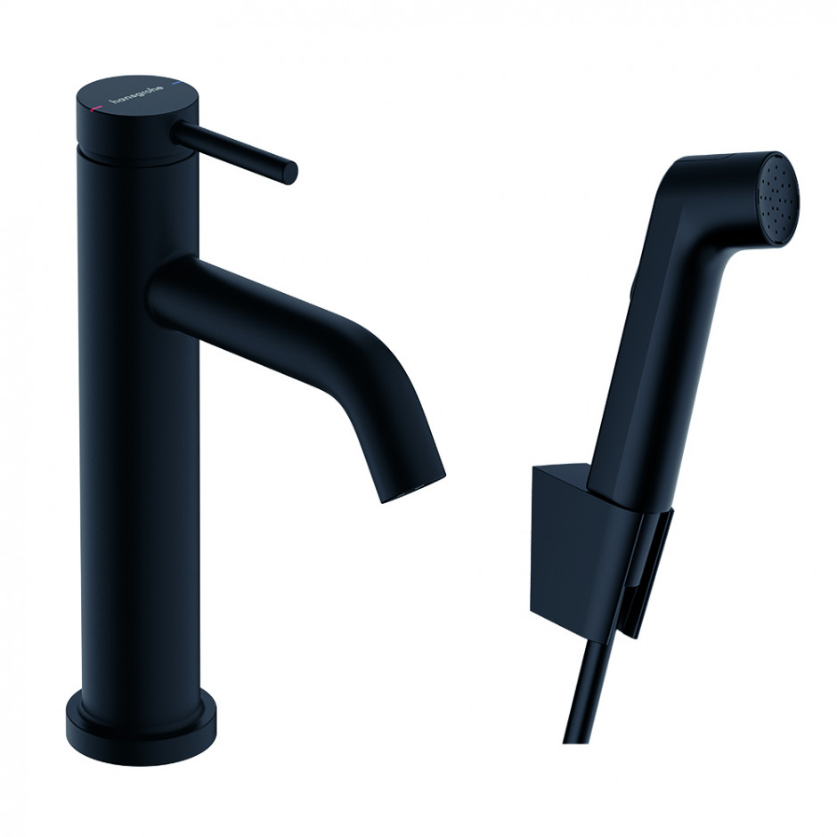 Hansgrohe Tecturis S bateria umywalkowa 110 z główką Bidetta i wężem prysznicowym 160 cm Czarny Matowy