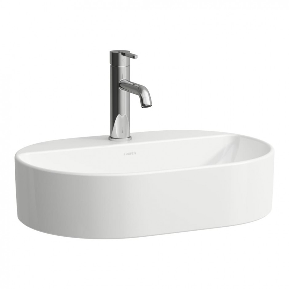 Laufen Savoy SAYOY Umywalka nablatowa owalna z półką na baterie 550 x 380 mmz otworem na baterie bez otworu przelewowego