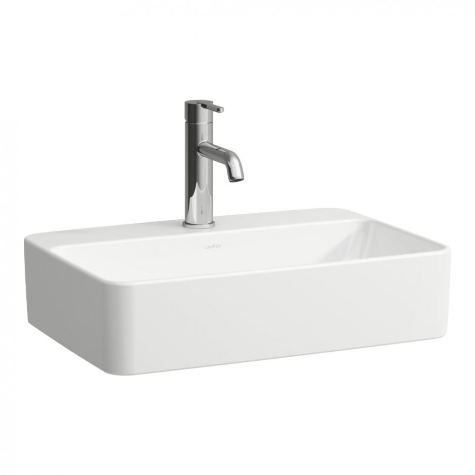 Laufen Savoy SAYOY Umywalka nablatowa prostokątna z półką na baterie 550 x 380 mmz otworem na baterie bez otworu