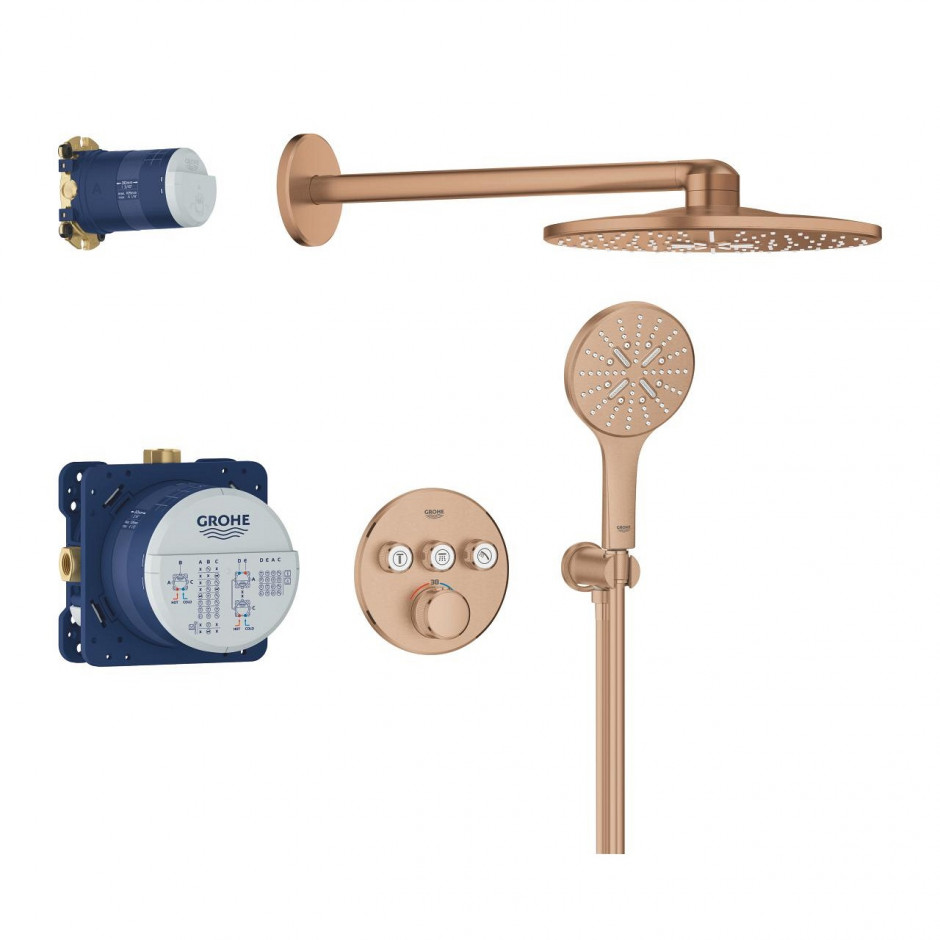 Grohe Grohtherm SmartControl zestaw podtynkowy prysznicowy 3 func deszczownica 310 brushed warm sunset