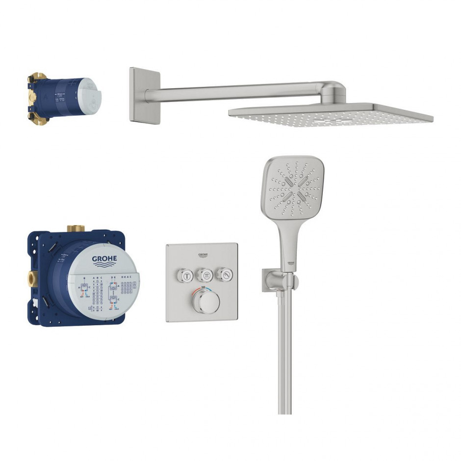 Grohe Grohtherm SmartControl zestaw podtynkowy prysznicowy 3 func deszczownica 310 stal nierdzewna