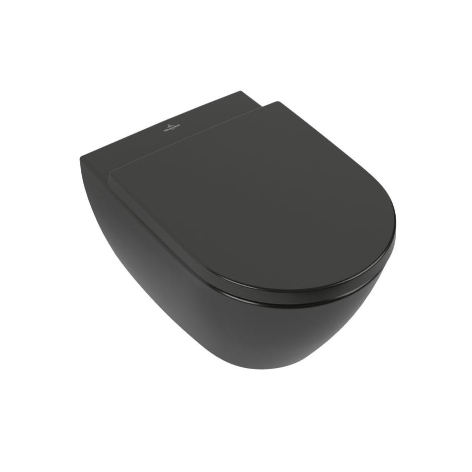 Villeroy & Boch Subway 2.0 Miska WC lejowa bez kołnierza wewnętrznego 370 x 560 mm Pure Black CeramicPlus