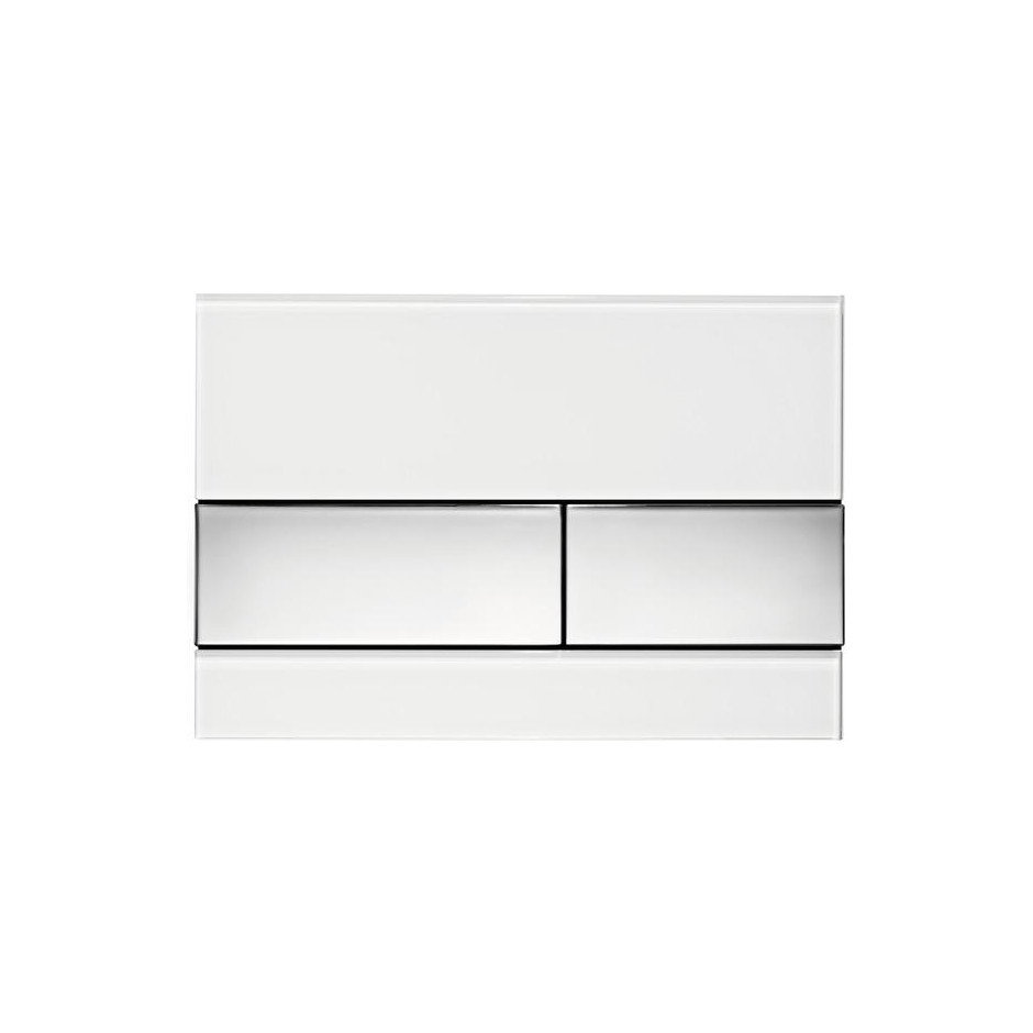 Tece Square przycisk spłukujący ze szkła do WC; szkło białe, przyciski chrom połysk - 507713_O1