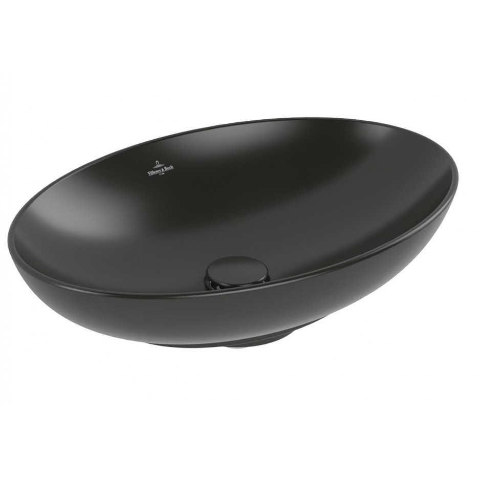 Villeroy & Boch Loop & Friends Umywalka stojąca na blacie bez przel. 560 x 380 mm Pure Black CeramicPlus