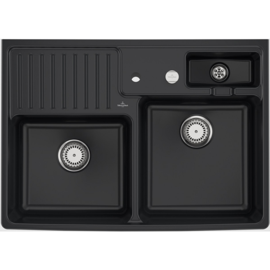 Villeroy & Boch zlewozmywak dwukomorowy 895 x 630 x 220 mm Pure Black