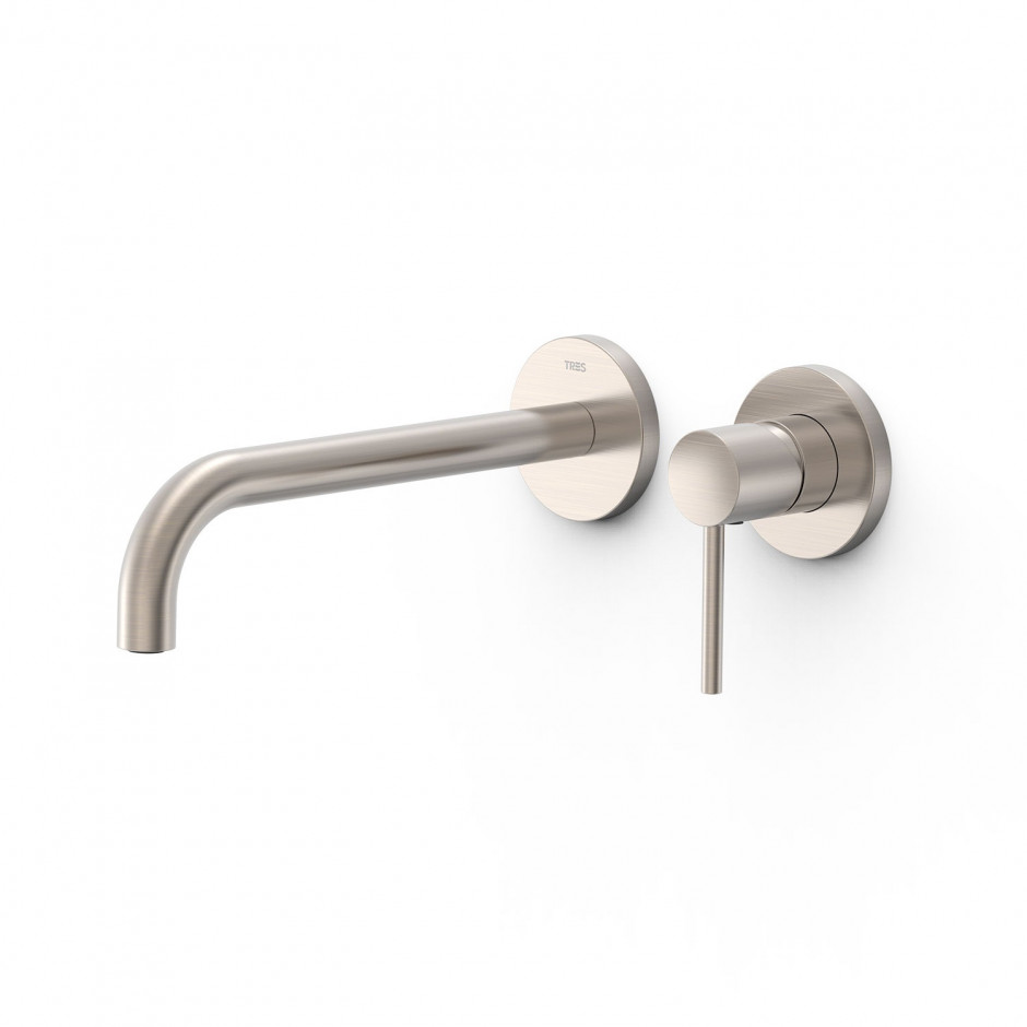 Tres Study bateria umywalkowa podtynkowa wylewka 237 mm stal