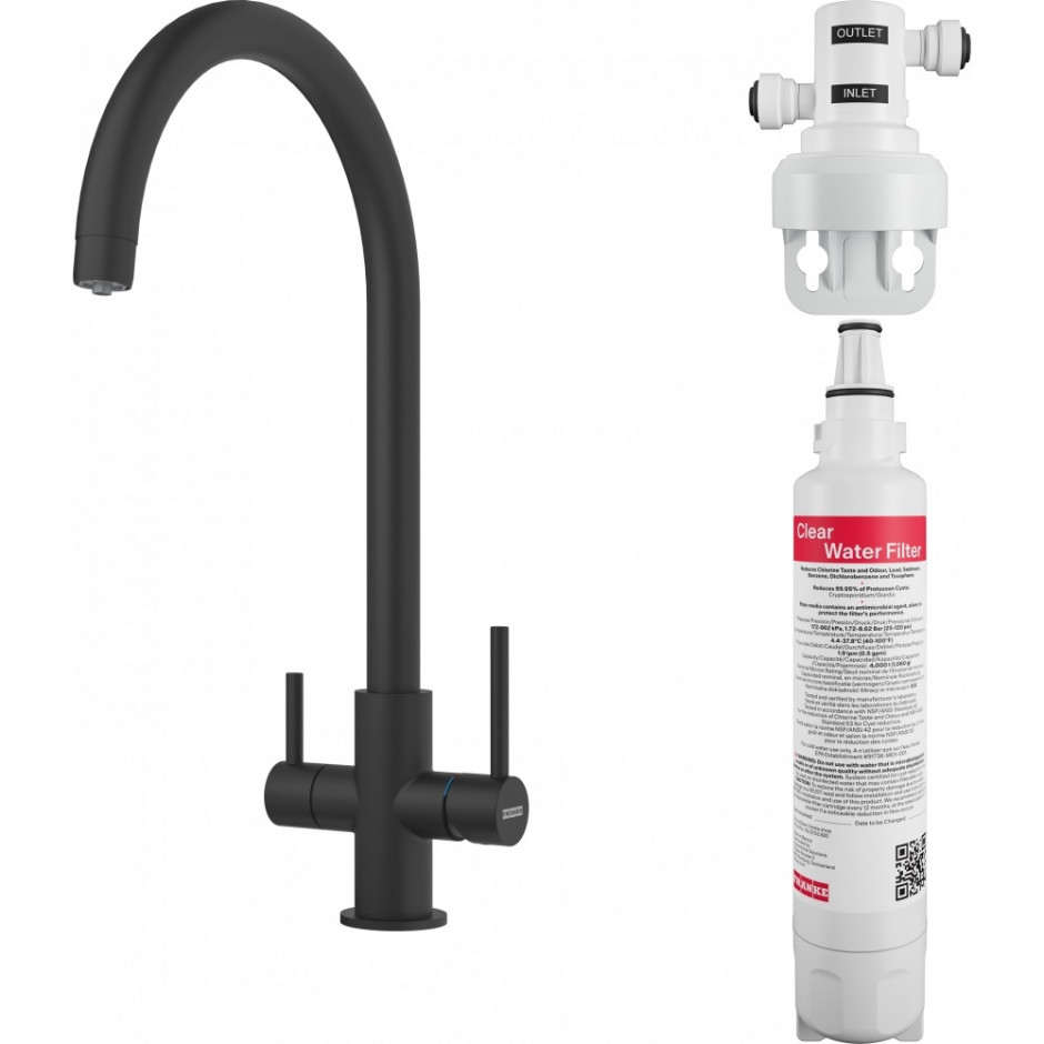 Franke Bateria kuchenna do wody filtrowanej Lina Clear Water filtr Franke Clear Water Czarny mat