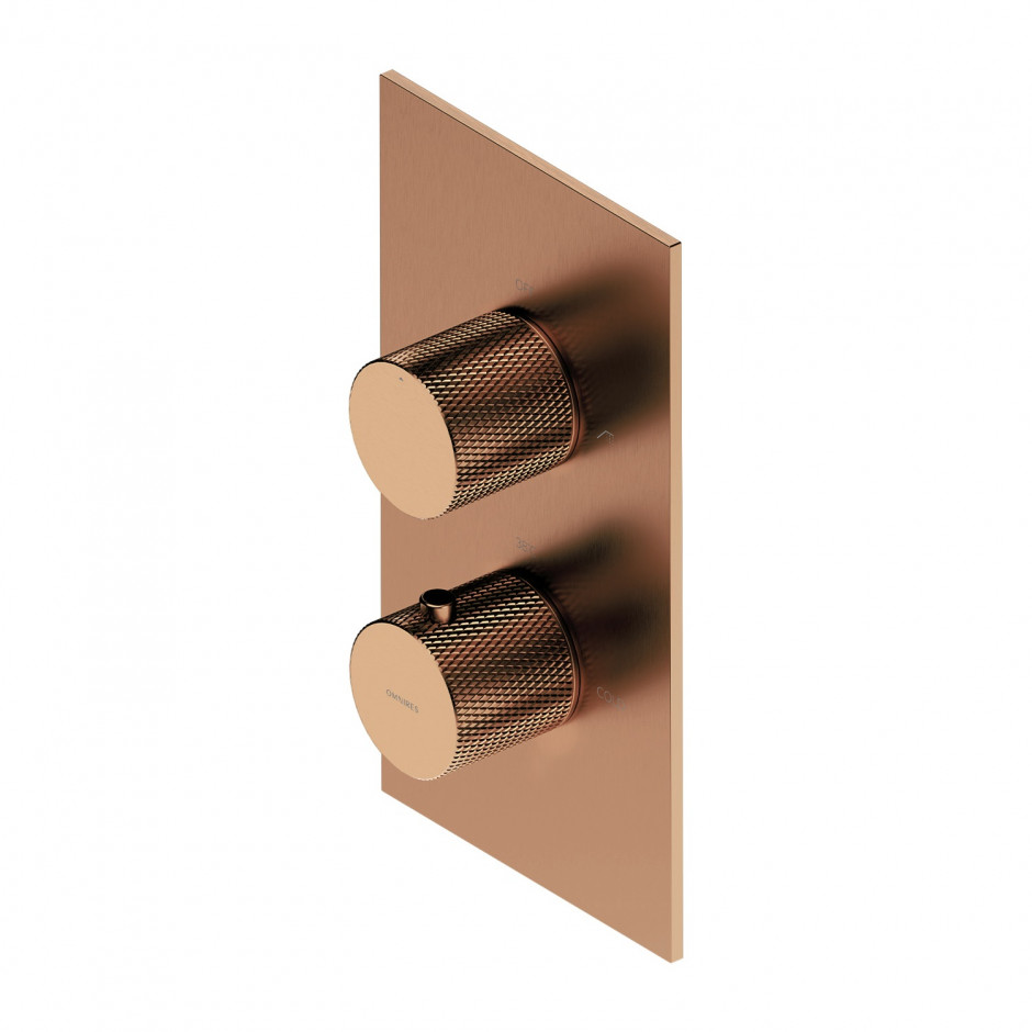 Omnires CONTOUR termostatyczna bateria prysznicowo-wannowa podtynkowa miedź szczotkowana