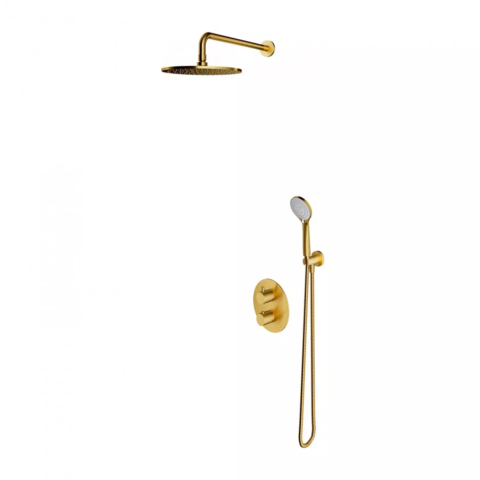 Omnires Y termostatyczny system prysznicowy podtynkowy złoty szczotkowany