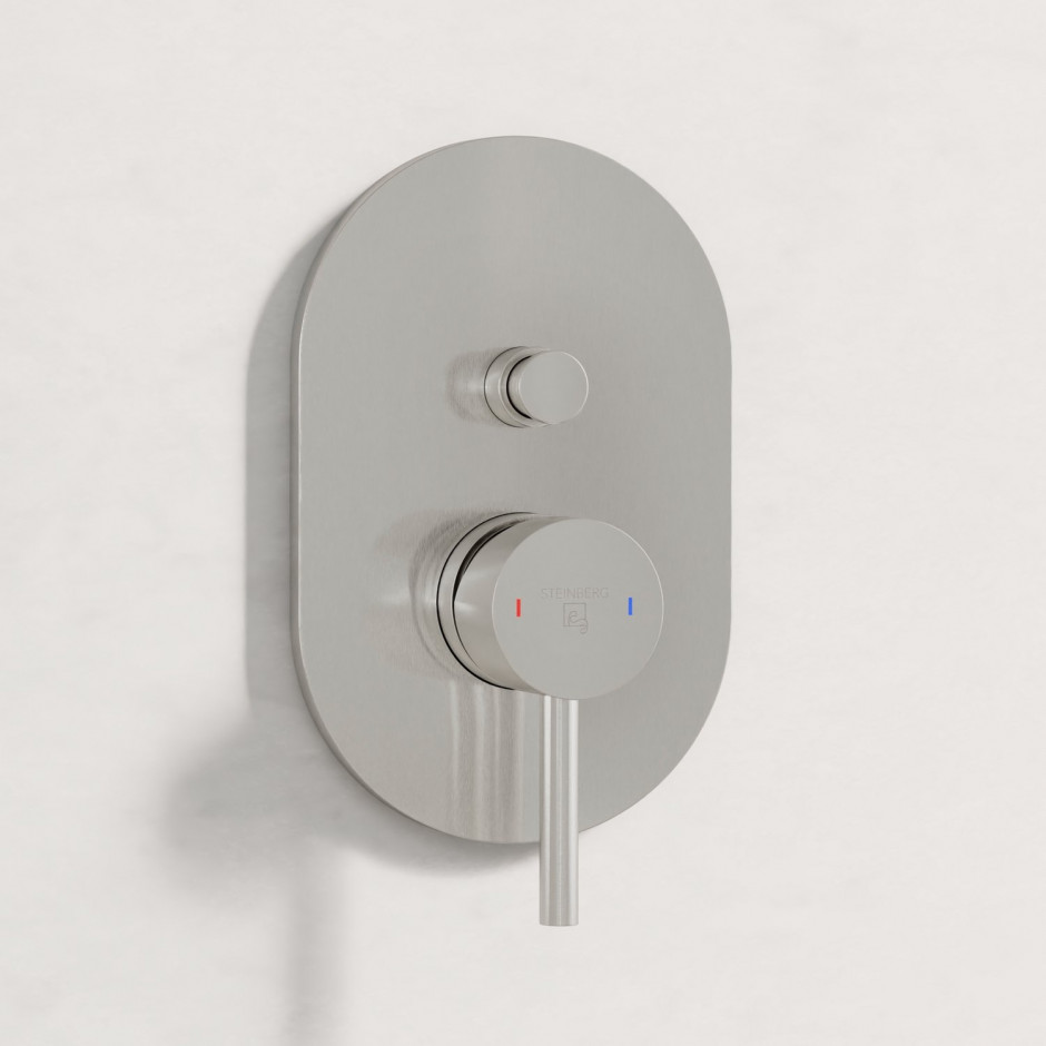 Fertigmontageset für Wanne/Brause-Einhebelmischer, mit automatischem Umsteller, brushed nickel