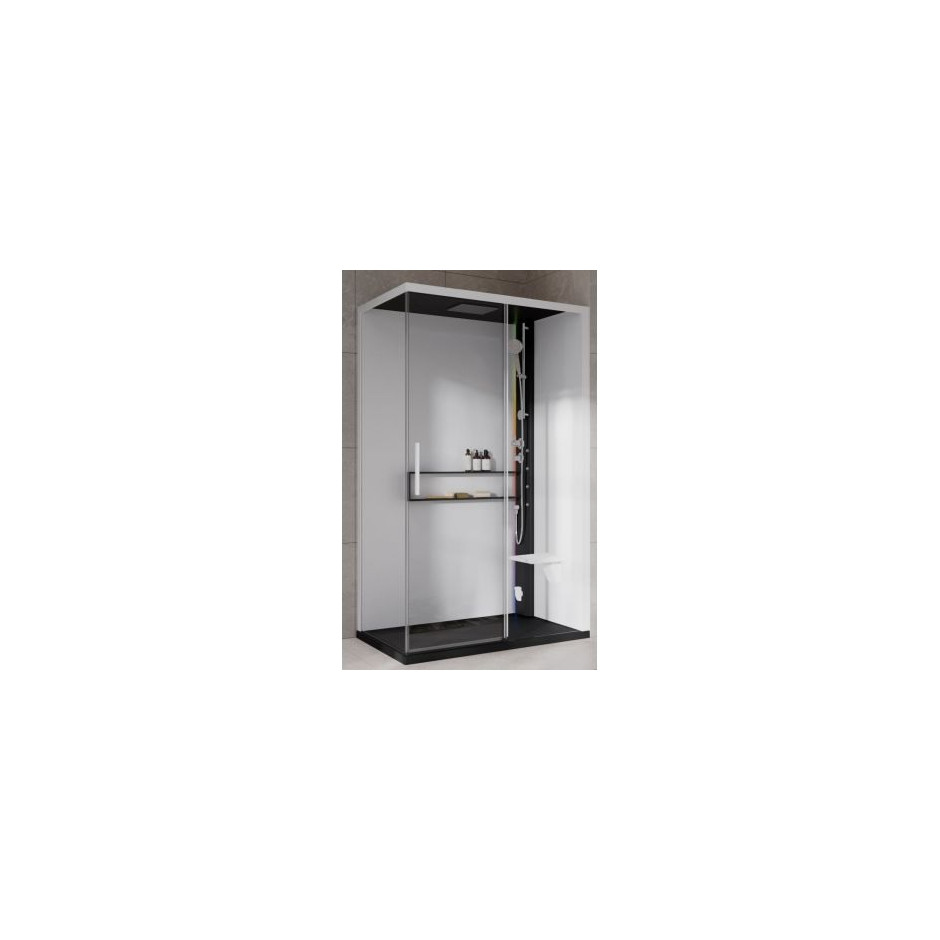 Novellini Glax 2.0 kabina z hydromasażem 120x80 prawa bat term.hammam black