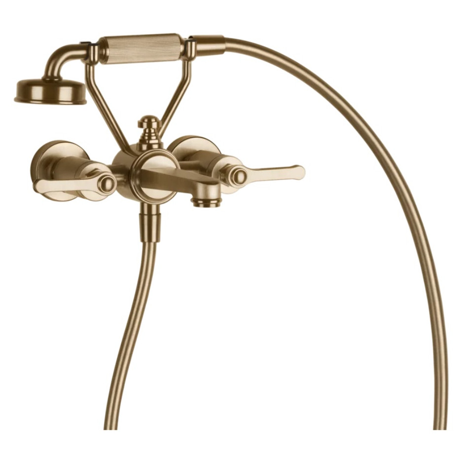 Gessi Venti20 bateria podtynkowa wannowej ściennej wąż 1,50 m i słuchawki prysznicowa anticalc ze stałym hakiem Warm Bronze Br. PVD