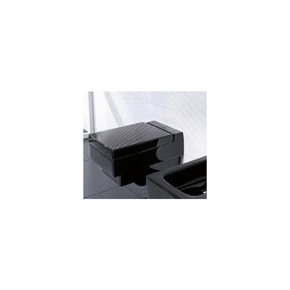 Villeroy & Boch Memento Deska sedesowa wolnoopadająca ze stali szlachetnej, Glossy Black Ceramicplus - 357386_A1