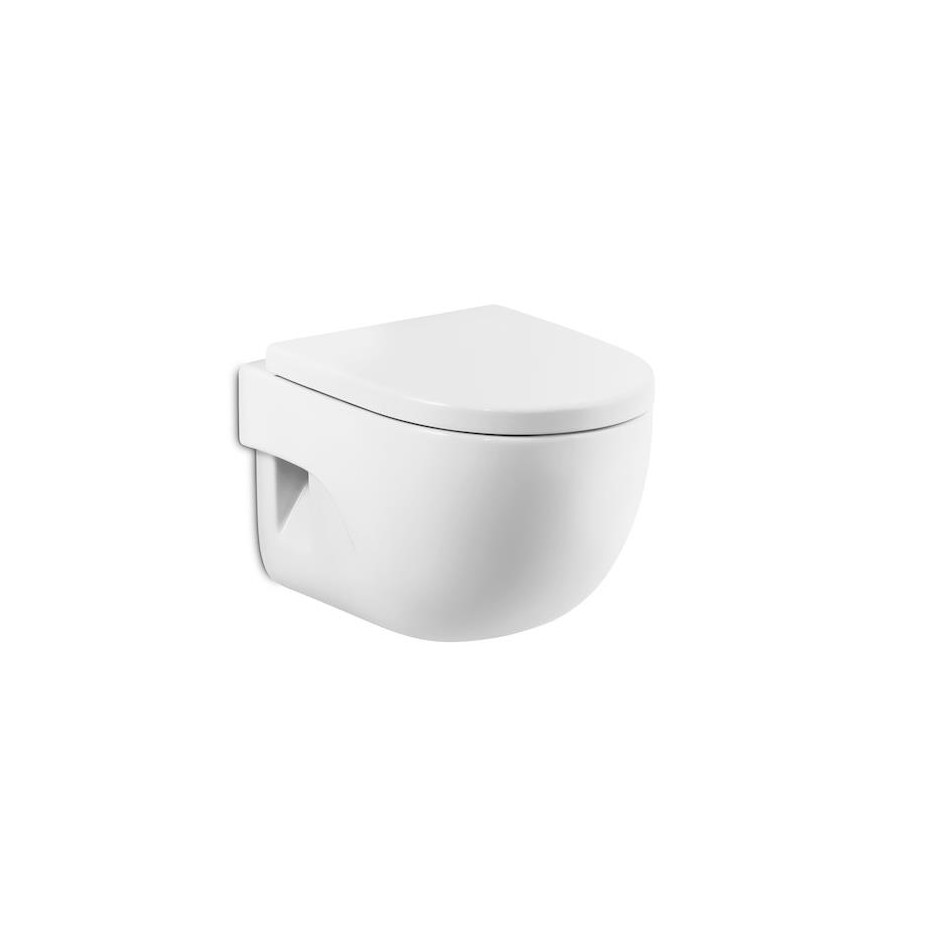 Roca Meridian-N Compacto zestaw miska WC wisząca 48 cm biała z deską w/o - 818035_O1