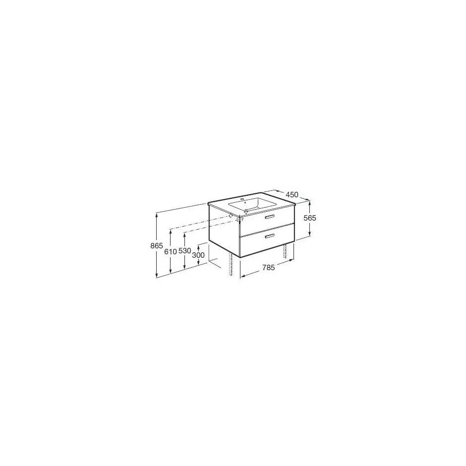 Roca Victoria Basic zestaw unik szuflady 80 cm (szafka + umywalka) biały - 466052_T1