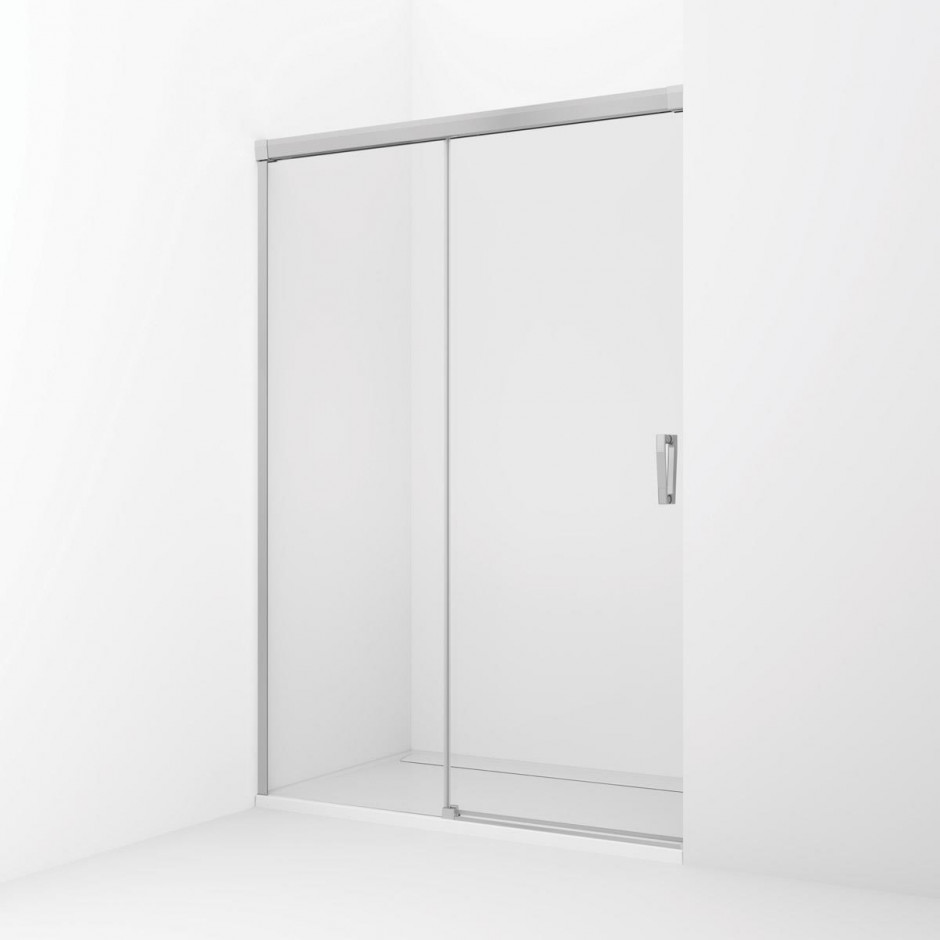 SanSwiss Cadura drzwi rozsuwane dwuczęściowe 150 cm lewa profil połysk, szkło przezroczyste - 789195_O1