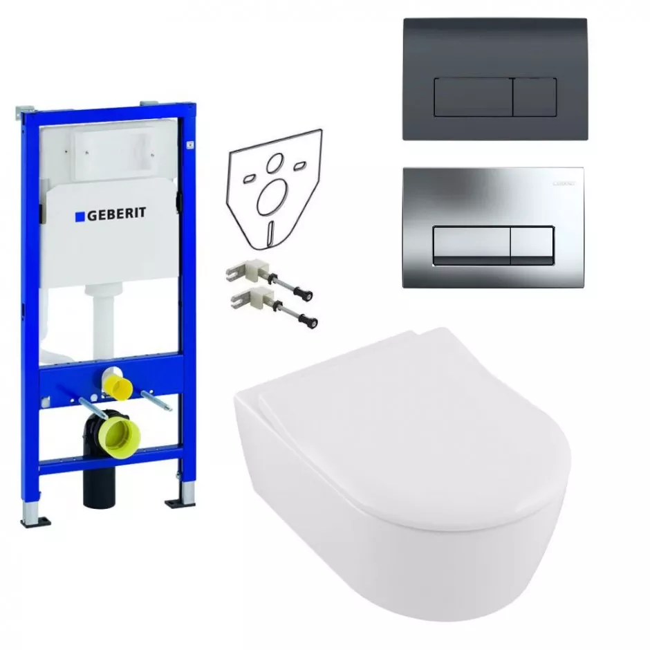 Geberit Villeroy&Boch Avento Zestaw Stelaż podtynkowy miska WC wisząca deska w/o (111.170.00.1+115.119.21.1+5655R001+9M87S101) - 686758_O1