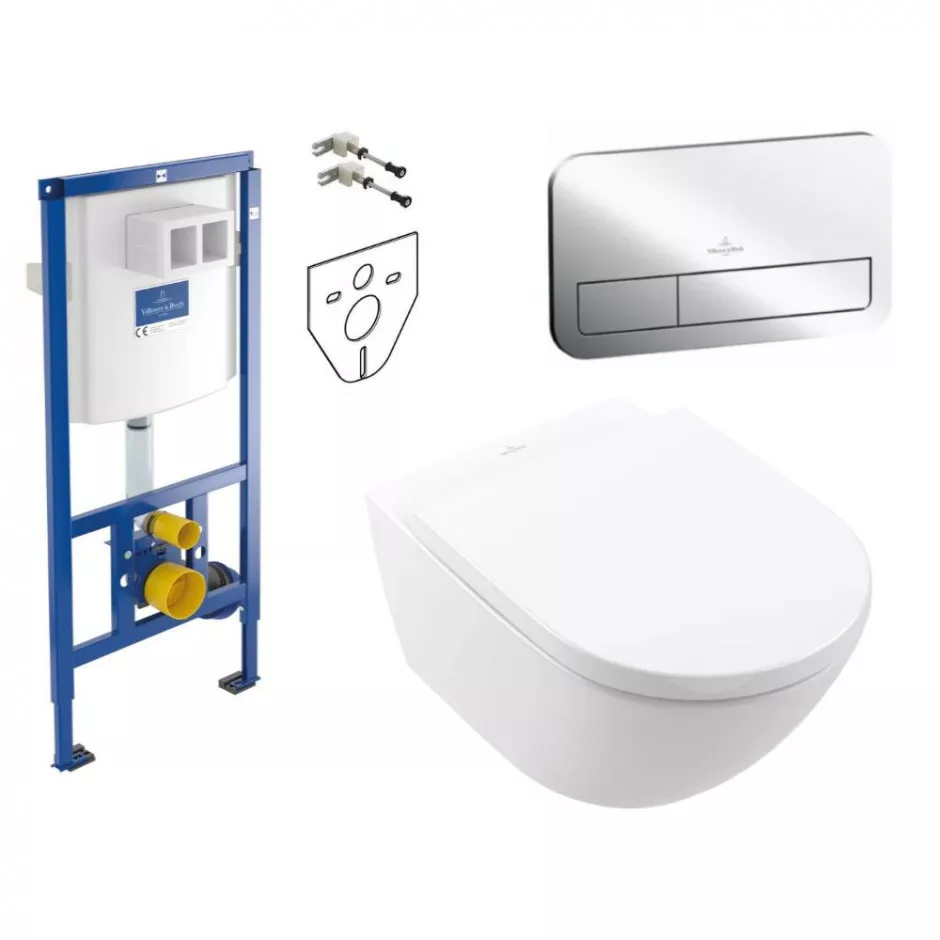 Villeroy ViConnect Subway 3.0 Zestaw stelaż podtynkowy, Miska WC z deską w/o przycisk (92246100+92249061+4670TS01) - 540553_O1
