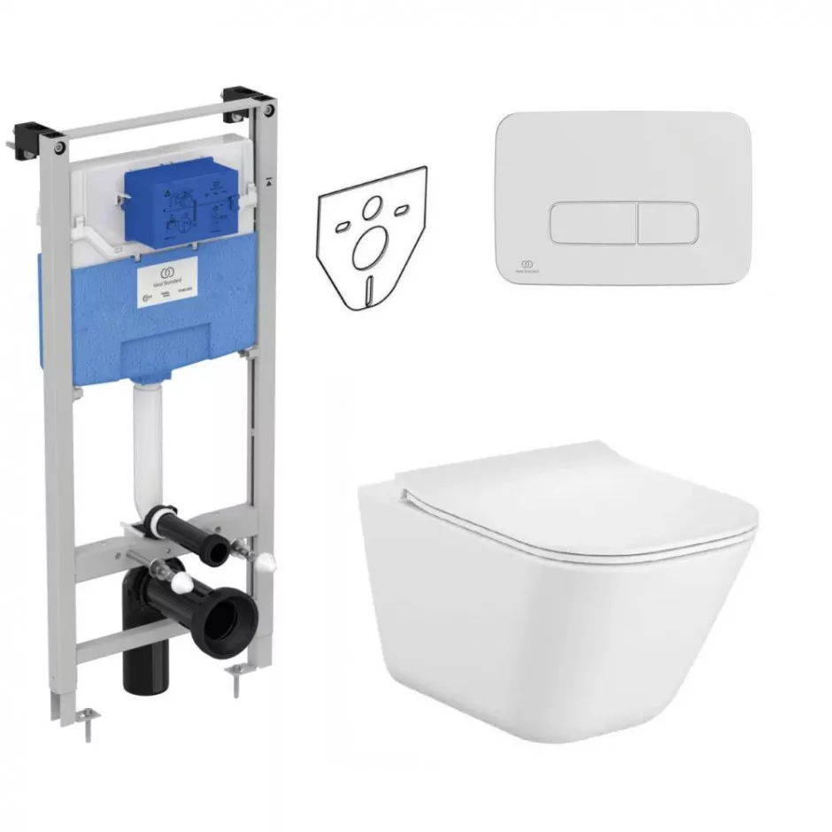 Ideal Standard Roca Gap Zestaw Stelaż podynkowy z miską WC wiszącą i deską wolnoopadającą (R020467 + R0123AA + A34H472000) - 773445_O1