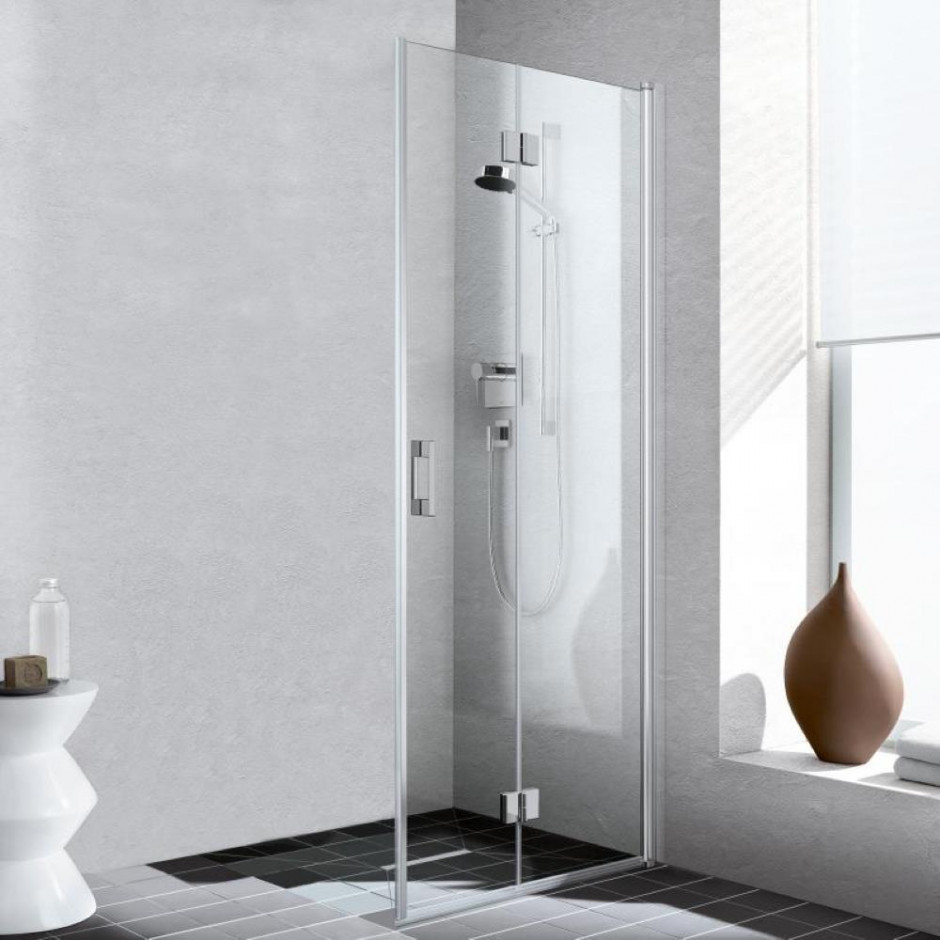 Kermi Liga Drzwi prysznicowe składane prawe część 2/2 110cm KermiClean szkło przezroczyste/srebrny mat - 840270_O1