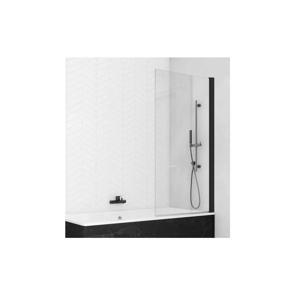 SanSwiss Solino Black Parawan nawannowy 85x140 cm profil czarny mat, szkło przezroczyste - 782299_O1