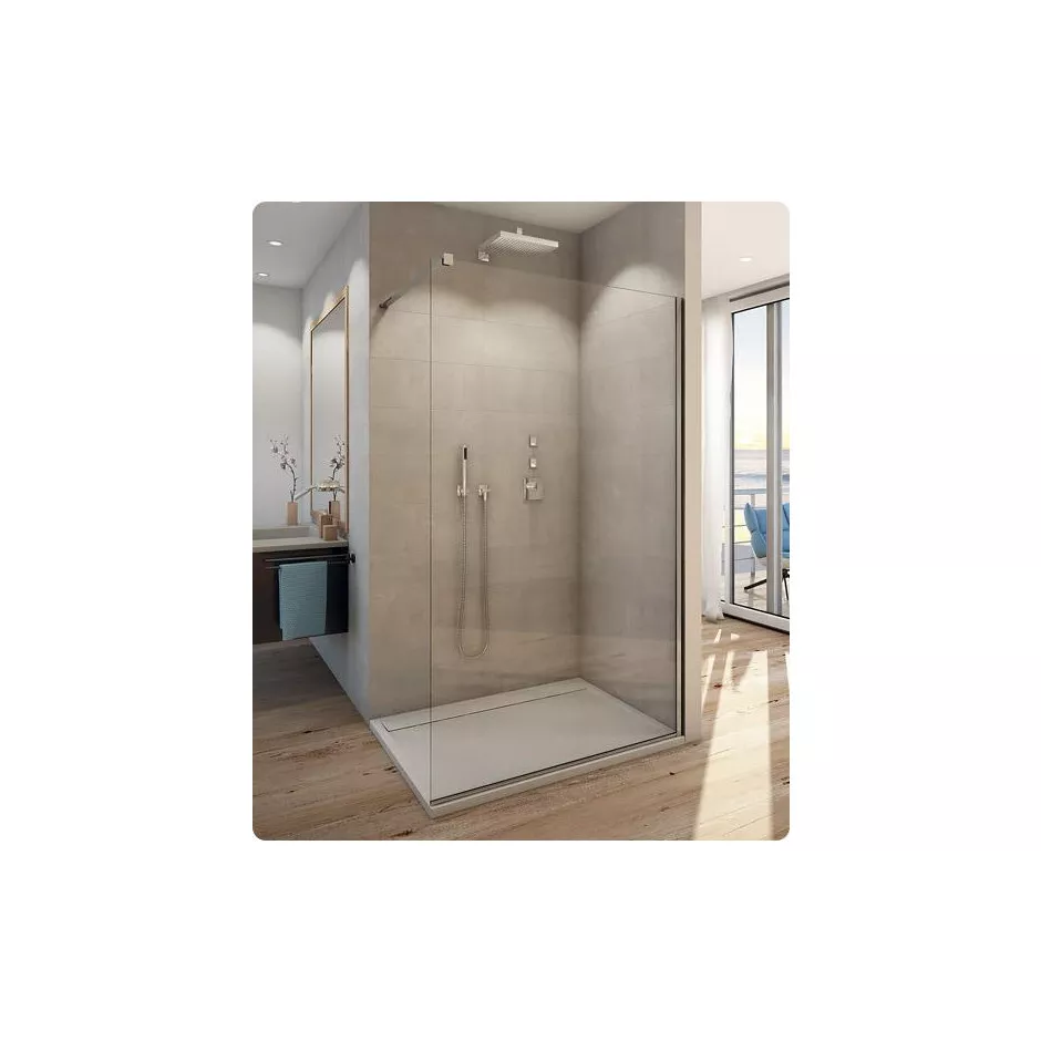 SanSwiss Easy kabina Walk-In ścianka wolnostojąca z profilem przyściennym 80 cm profil połysk, szkło przezroczyste - 771281_O1