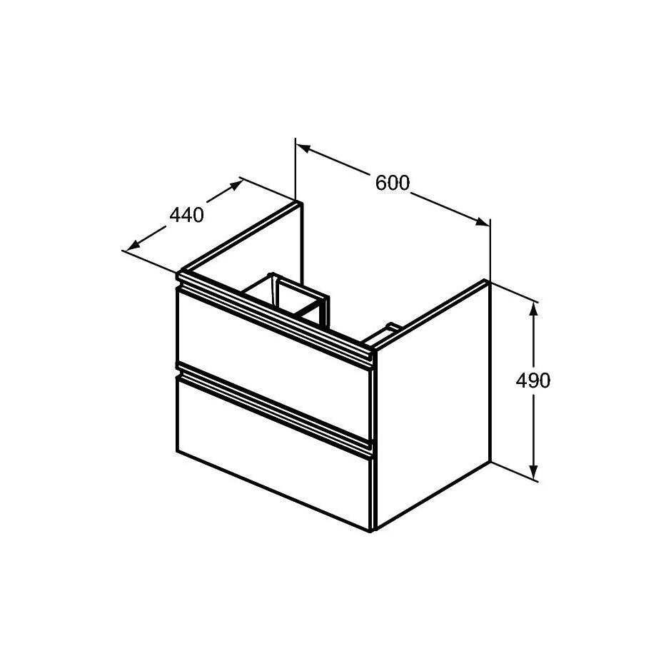 Ideal Standard TESI szafka wisząca umywalkowa z dwoma szufladami BIAŁY MAT 60X44X49 - 768528_O2