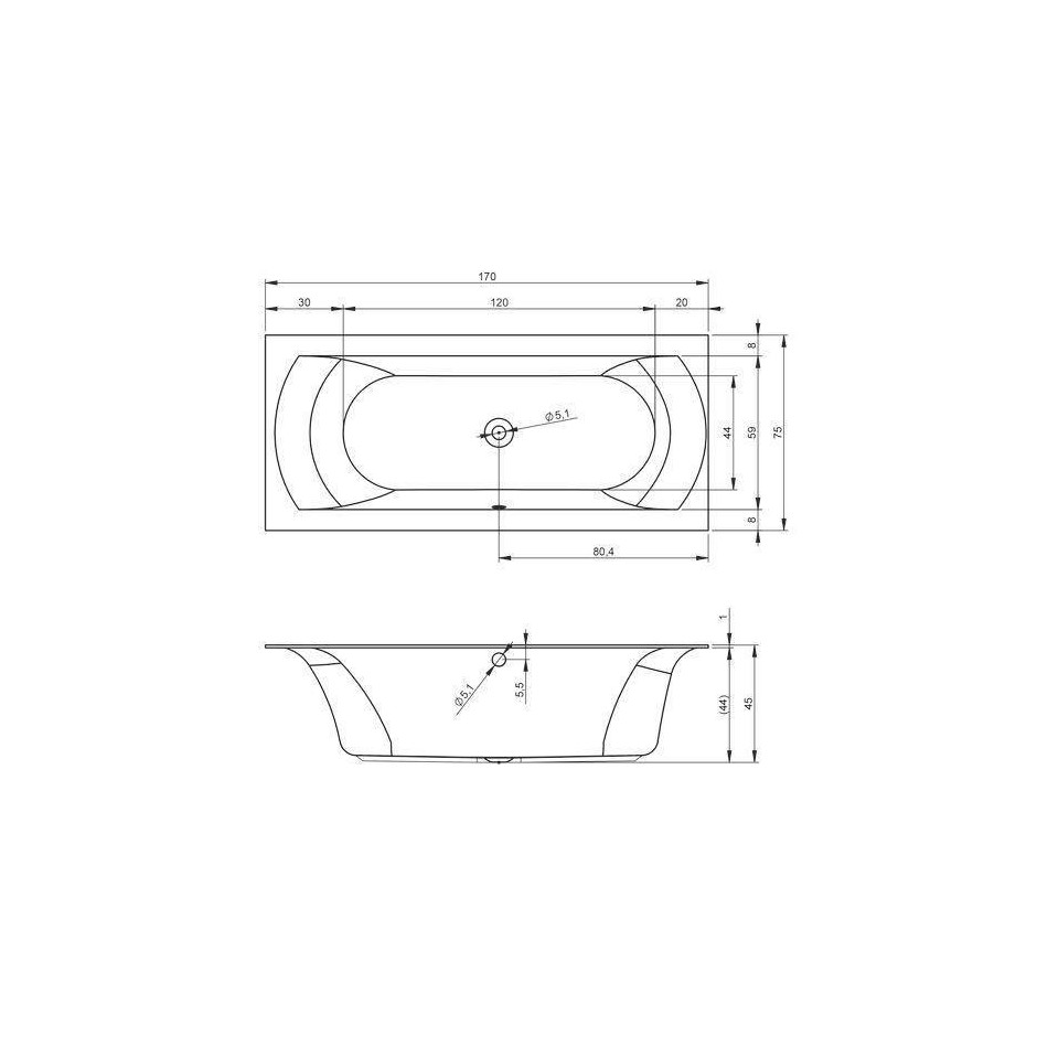 Riho Wanna prostokątna EDGE z super cienkim rantem 170X75