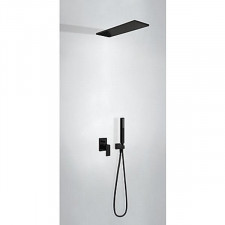 Tres Cuadro Exclusive kompletny zestaw prysznicowy podtynkowy deszczownica 160x550 mm czarny matowy - 741646_O1