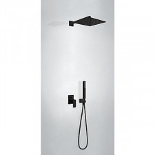 Tres Cuadro Exclusive kompletny zestaw prysznicowy podtynkowy deszczownica 300x300 mm czarny matowy - 749888_O1
