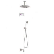 Tres Clasic Podtynkowy termostatyczny elektroniczny zestaw prysznicowy Shower Technology Blue Edition z deszczownicą Stal - 823902_O1