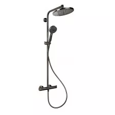 Hansgrohe Crometta S Komplet prysznicowy 240 1jet EcoSmart z termostatem Czarny Chrom szczotkowany