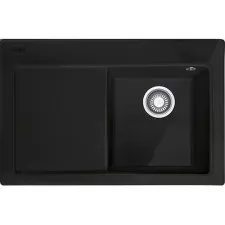 Franke Mythos MTK 611-78 Ociekacz z lewej strony Zlewozmywak wbudowywany Fraceram Czarny Mat - 832163_O1