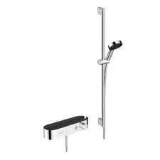 Hansgrohe Pulsify Select System prysznicowy 105 3jet Relaxation z główką prysznicową, baterią termostatyczną prysznicową, drążkiem 90 cm, suwakiem i wężem chrom - 828650_O1