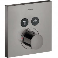 Axor Bateria prysznicowa termostatyczna ShowerSelect Square do 2 odbiorników, montaż podtynkowy, element zewnętrzny czarny chrom polerowany - 844320_O1