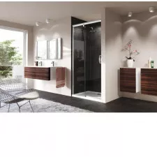 HUPPE AURA Elegance drzwi suwane lewe 90 x 200 cm 1-częściowe ze stałym segmentem srebrny matowy /Soft-Open/Soft-Close - 746134_O1
