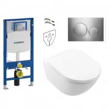 Geberit Villeroy Subway 3.0 Zestaw Stelaż podtynkowy z miską WC wiszącą, deską w/o (4670TS01 + 111.320.00.6 + 115.882.KH.1)