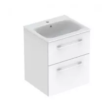 Geberit Selnova Square Zestaw umywalka z niskim rantem 55cm + szafka 2 szuflady, kolor biały połysk - 880969_O1