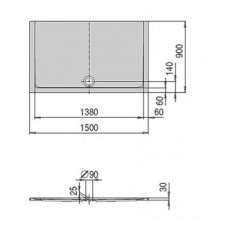 Hoesch Brodzik prostokątny otwory montażowe z lewej strony 150x90 biały - EXPO - 448924_O1